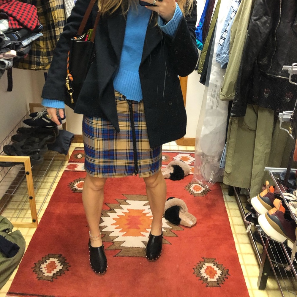 Rag & bone plaid tweed skirt w zipper detail
